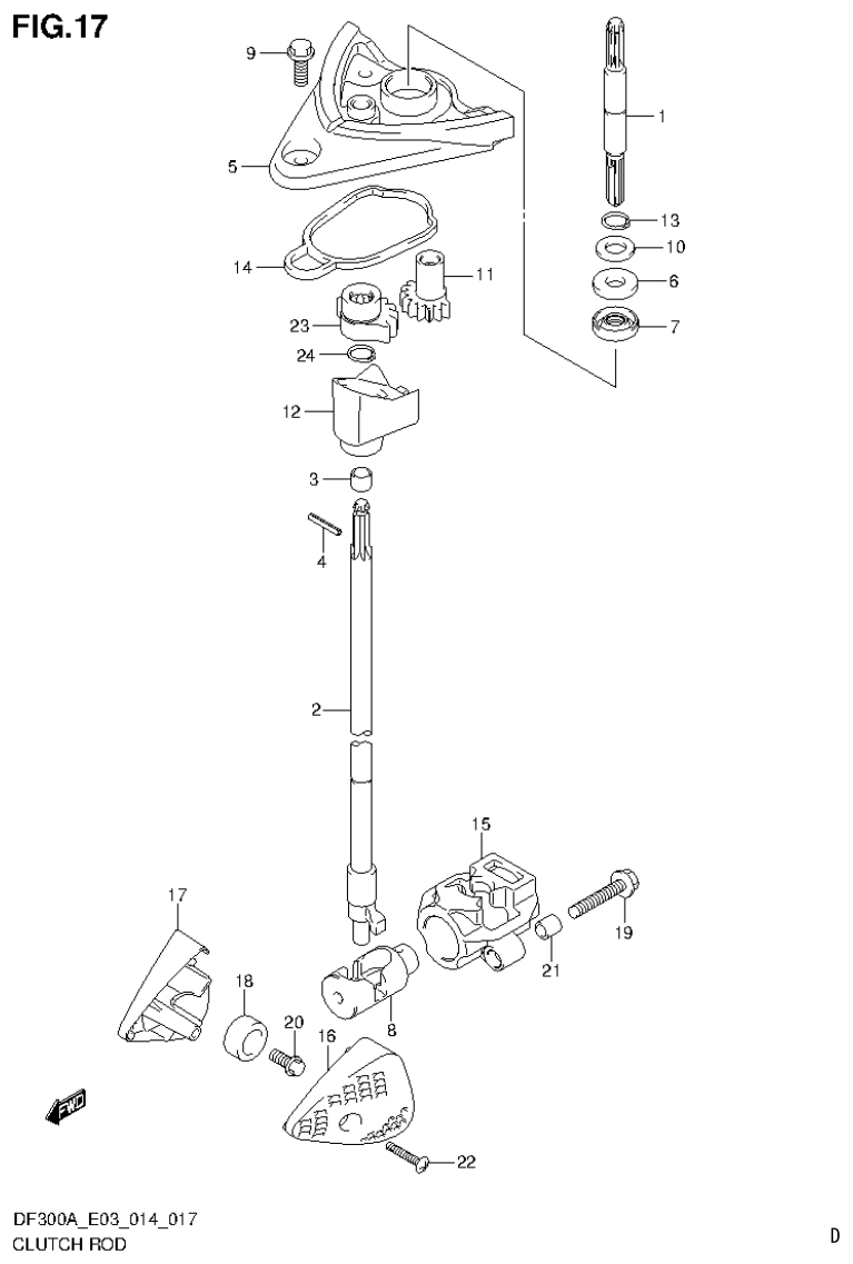 Suzuki DF250AP CLUTCH ROD parts diagram